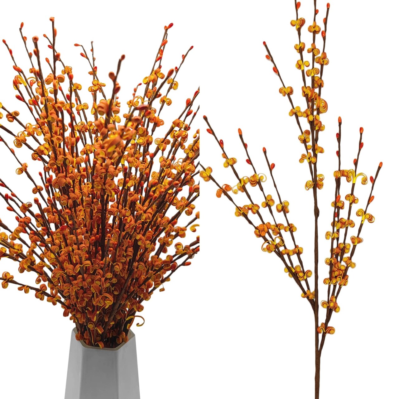 Wootkey 5 Pcs 29.5" Long Fake Fall Flowers Burnt Orange Jasmine Fall Floral Stems for Wedding Thanksgiving Bouquets Dried Autumn Orange Fake Flowers for Vases Home Parties Thanksgiving Decor